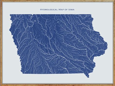 Iowa Hydrological Map of Rivers and Lakes Iowa Rivers Poster | Etsy