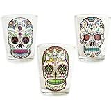 Amazon.com | Day of the Dead Glass Tall Shooters Shot Glasses Set of 4: Cordial Glasses: Shot ...