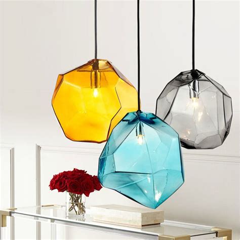 3 Pendant Ceiling Light Colored Glass Pendant Light