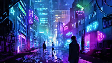 Cyberpunk Neon Street Live Wallpaper - MoeWalls