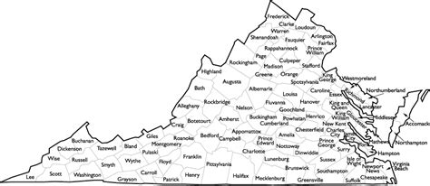 Virginia Map Showing Counties