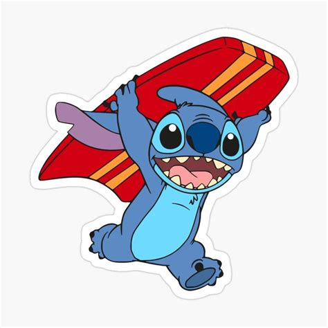 "lilo and stitch stitch holding a surfboard" Sticker for Sale by ...