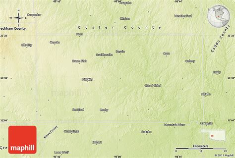 Physical Map of Washita County