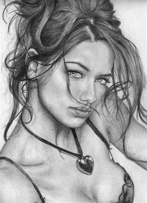 "Adriana Lima" by Arianna Priola | Female face drawing, Pencil drawings of girls, Woman face