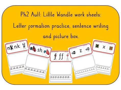 Little Wandle revision Ph2 Aut2 letter formation, sentence practice and picture box work sheets ...