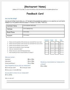 Hotel Services Feedback Form Template MS Word | Word & Excel Templates