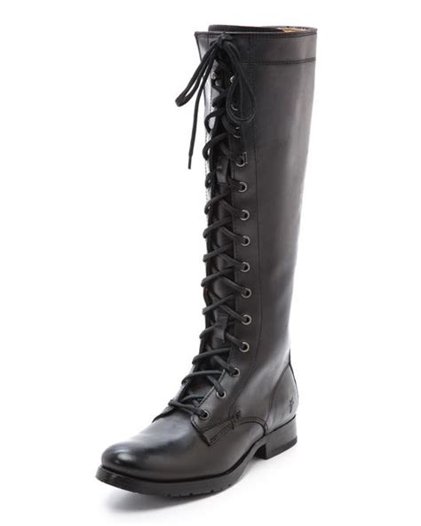 Frye Melissa Tall Lace Up Boots - Black | Lyst