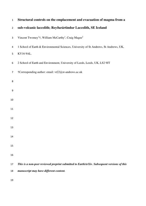 (PDF) Structural controls on the emplacement and evacuation of magma from a sub-volcanic ...