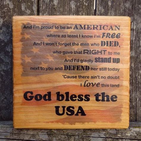 God Bless the USA Lyrics by Lee Greenwood - Beautiful Patriotic Wooden Plaque | Wooden wall ...