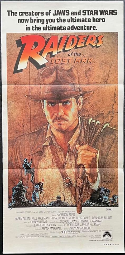 All About Movies - Raiders Of The Lost Ark Poster Original Daybill 1981 Harrison Ford Indiana Jones