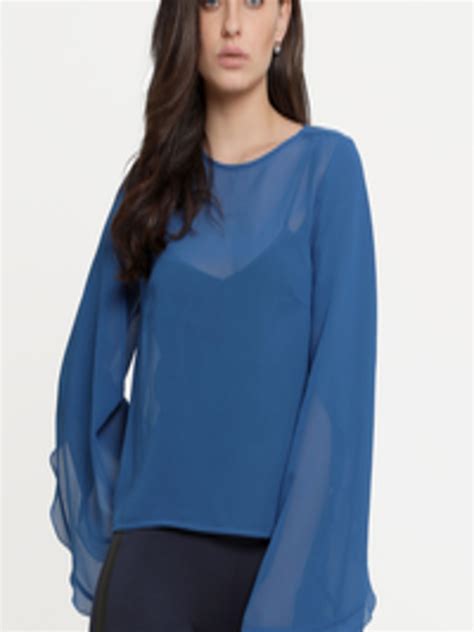 Buy Kazo Women Blue Solid A Line Top - Tops for Women 7504673 | Myntra