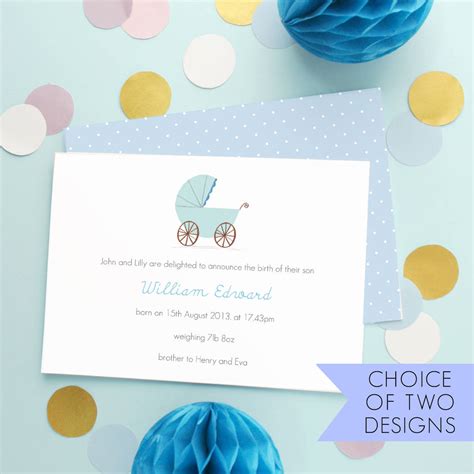 Personalised New Baby Boy Announcement Cards By Made by Ellis | notonthehighstreet.com