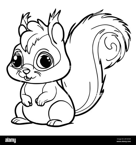 Cute Squirrel Coloring Pages for Kids Stock Vector Image & Art - Alamy