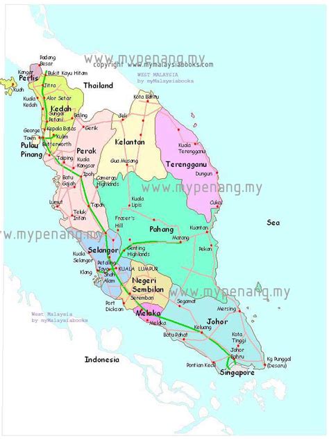 Map of West Malaysia