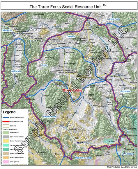 Three Forks map - Social Resource Units of the Western USA