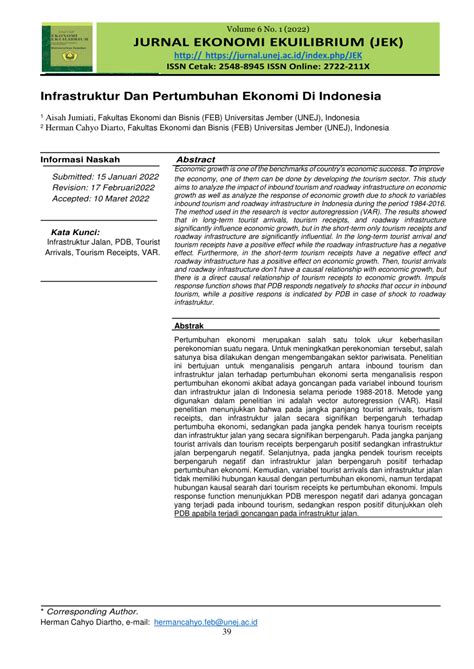 (PDF) Infrastruktur Dan Pertumbuhan Ekonomi Di Indonesia