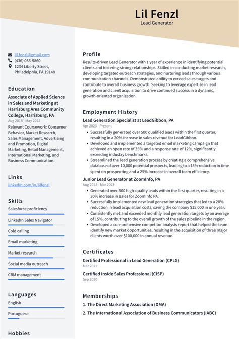 Top 16 Lead Generator Resume Objective Examples | ResumeCat