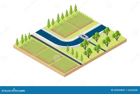 Irrigation Canal For The Agricultural Vector Illustration | CartoonDealer.com #220254821