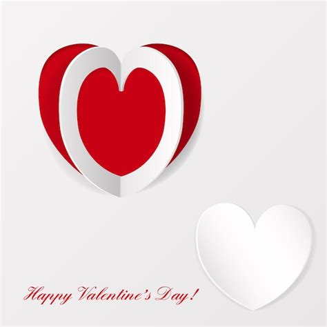 Premium Vector | Greeting card with paper hearts on valentines day