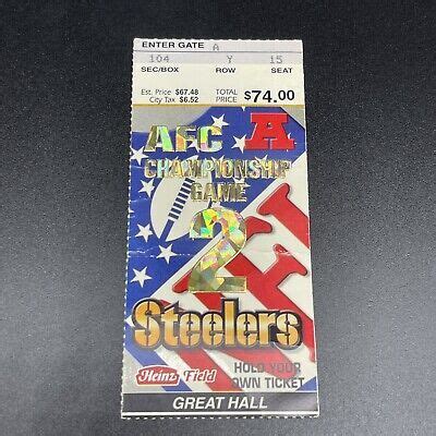 2001-02 Tom Brady’s 1st AFC Championship Ticket Stub, Patriots v. Steelers | eBay in 2023 | Afc ...