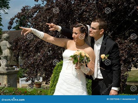 Wedding Couple Point with Arms Stock Photo - Image of human, bride: 23075546