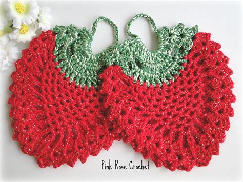 Pink Rose Crochet: Pega Panelas Morango