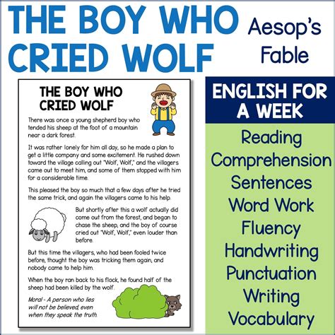 The Boy Who Cried Wolf Aesop's Fables Literacy Activities - Etsy UK