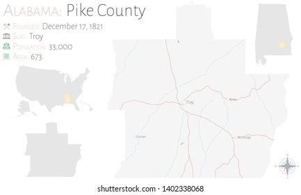 Large Detailed Map Pike County Alabama Stock Vector (Royalty Free ...