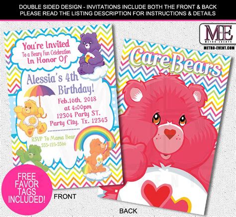 Care Bears Invitations, Care Bears Birthday Invitations,Invitations, CareBears Invitation, Care ...