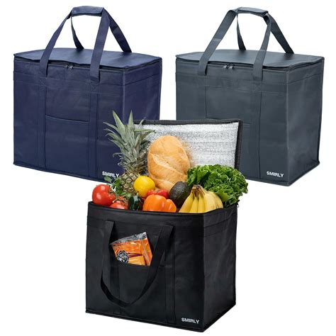 Smirly Insulated Reusable Grocery Bags: 2 Pack of Heavy Duty Shopping ...