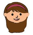 Cute little girl head character Royalty Free Vector Image