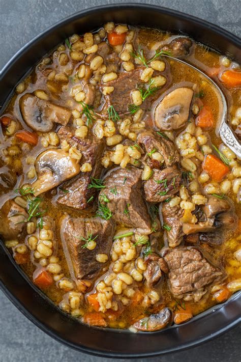 Easy Beef Barley Soup Recipe - Momsdish