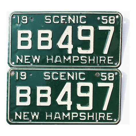 1958 New Hampshire Pair #BB497 | Old New Hampshire Plates