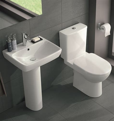 Toilet and Wash Basin Sets Twyford E100 Square Toilet and Wash Basin Set