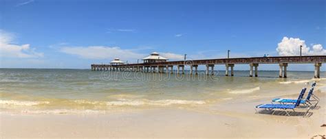 Beach Chairs Overlooking the Fort Myers Pier on Fort Myers Beach Stock Image - Image of relaxing ...