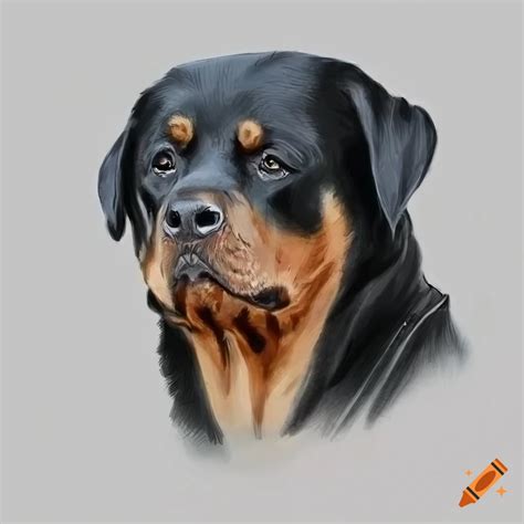 Rottweiler picture pencil drawing back and white on Craiyon