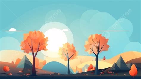 Landscape Tree Autumn Sunshine Simple Background, Landscape, Tree, Sky Background Image And ...