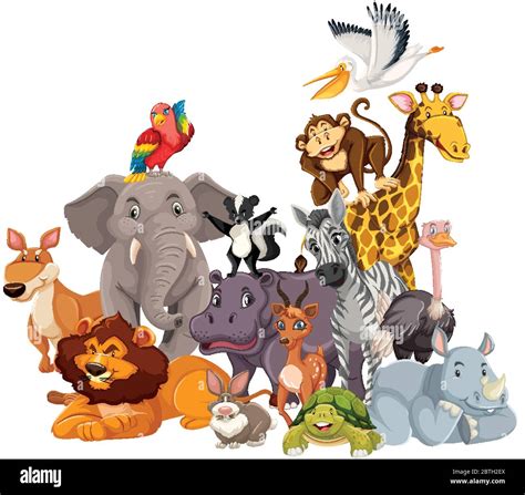 Group of wild animals cartoon character illustration Stock Vector Image & Art - Alamy