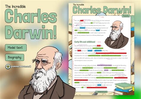 Year 6 Greater Depth Model Text - Biography - Charles Darwin ( gbsct P6 ...