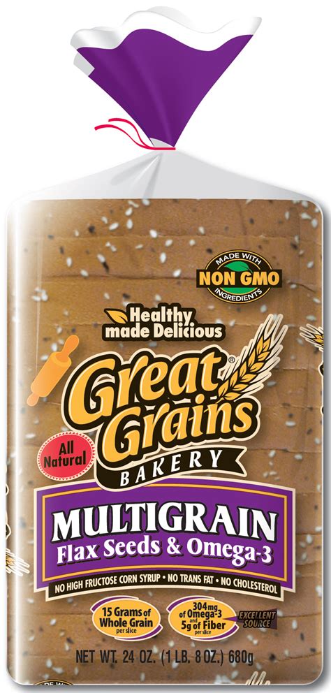 Great Grains Bakery Multigrain w/ Flax Seeds & Omega-3 Premium Wide Pan Bread, 24 oz - Walmart ...