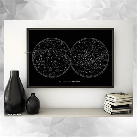 Large map of the sky with constellations, art print in black | Constellations art print, Art ...