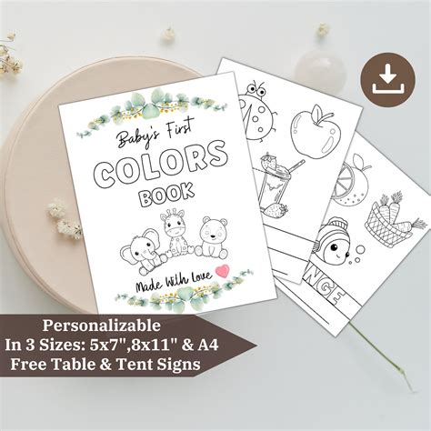 Baby's First Colors Book, Kid's Coloring Pages, DIY Baby Shower ...