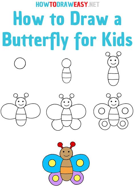 Butterfly Drawing For Kids Step By Step