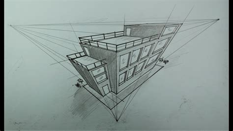 Architecture How To Draw Building in 3 Point Perspective - YouTube