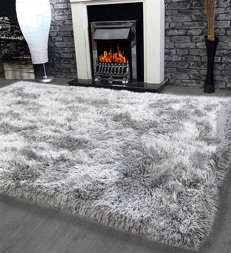 9cm Shaggy Silver Grey 160x230cm - Super Plush Soft Touch Shag Pile Rug ...