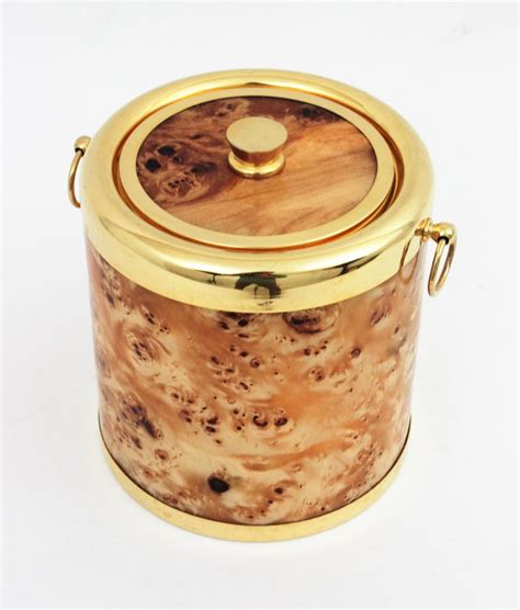 Midcentury Lucite Burl Wood and Brass Italian Ice Bucket, 1960s For ...