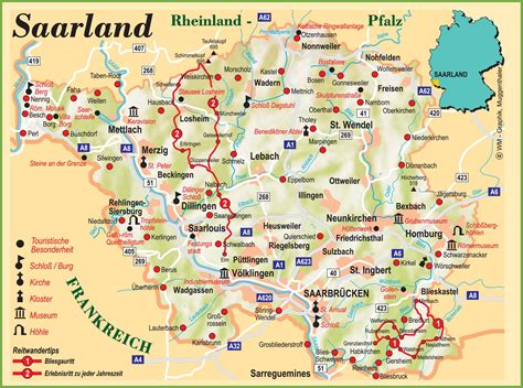 Saarland tourist map