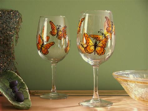 Butterfly Wine Glasses | Set of Two | Hand Painted Personalized Gifts
