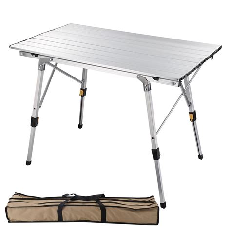 Yescom Portable Folding Aluminum Camping Table Roll Up Adjustable Leg ...