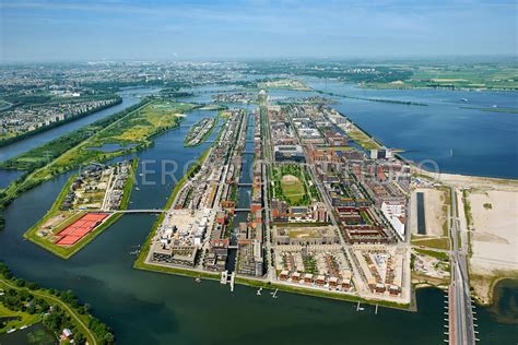 aerial view | IJburg in the IJ lake, Amsterdam, North Holland, the Netherlands